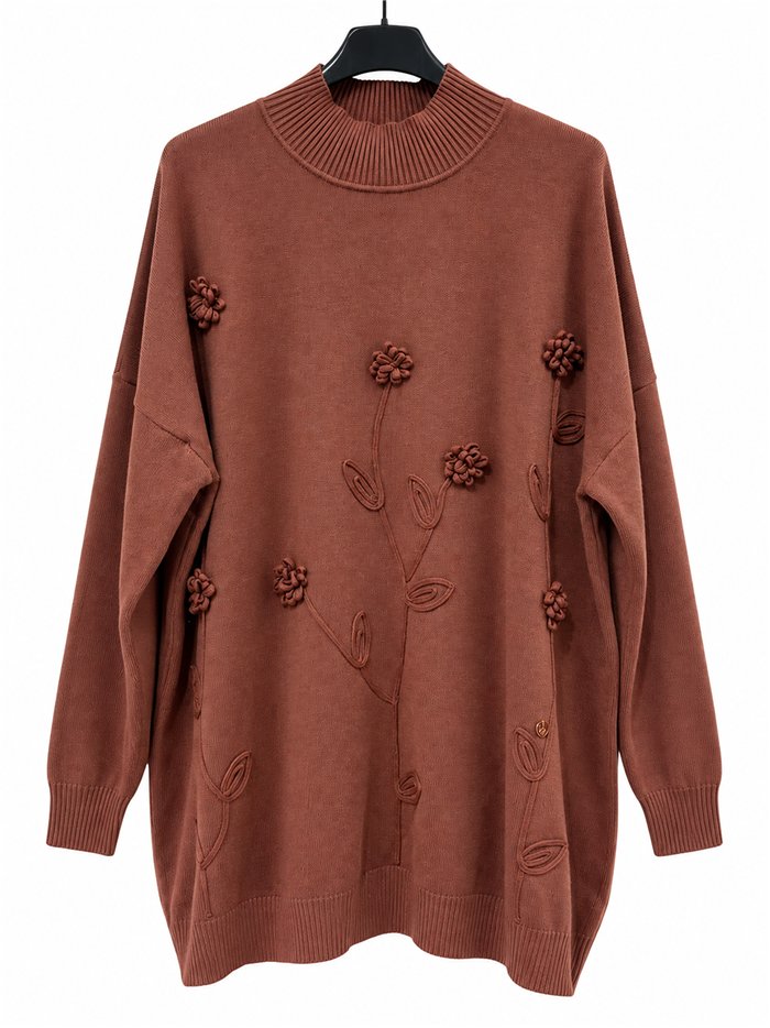 Jersey largo con flores en relieve