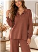 Conjunto jersey cuello polo y pantalón wide leg