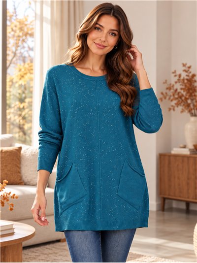 Pull en maille fine avec sequins et poches