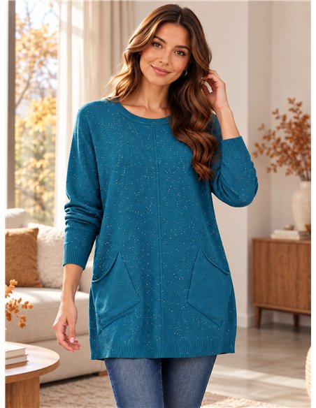 Pull en maille fine avec sequins et poches