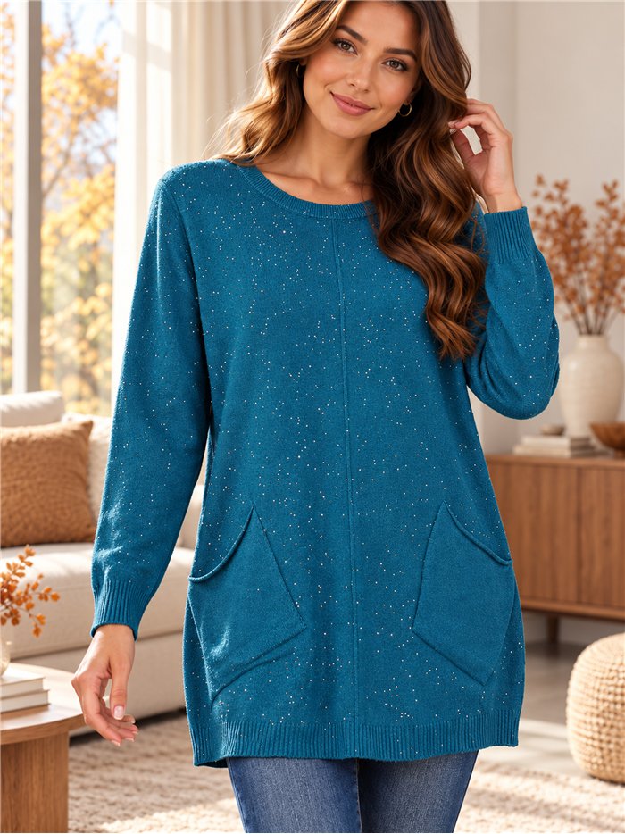 Pull en maille fine avec sequins et poches