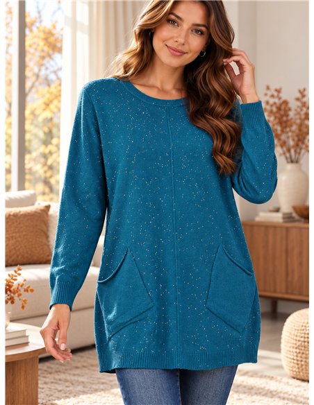 Pull en maille fine avec sequins et poches