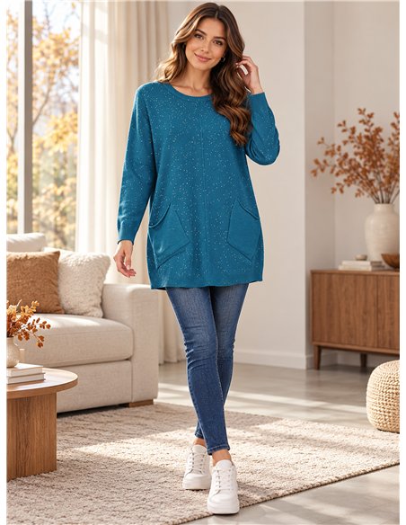 Pull en maille fine avec sequins et poches