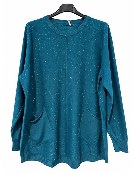 Pull en maille fine avec sequins et poches