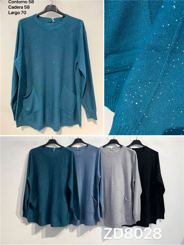 Pull en maille fine avec sequins et poches