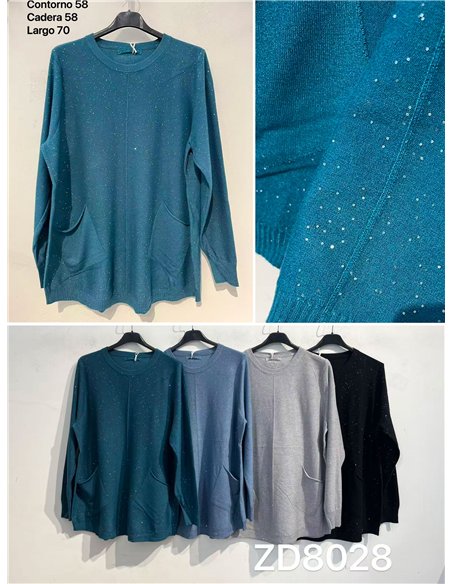 Pull en maille fine avec sequins et poches