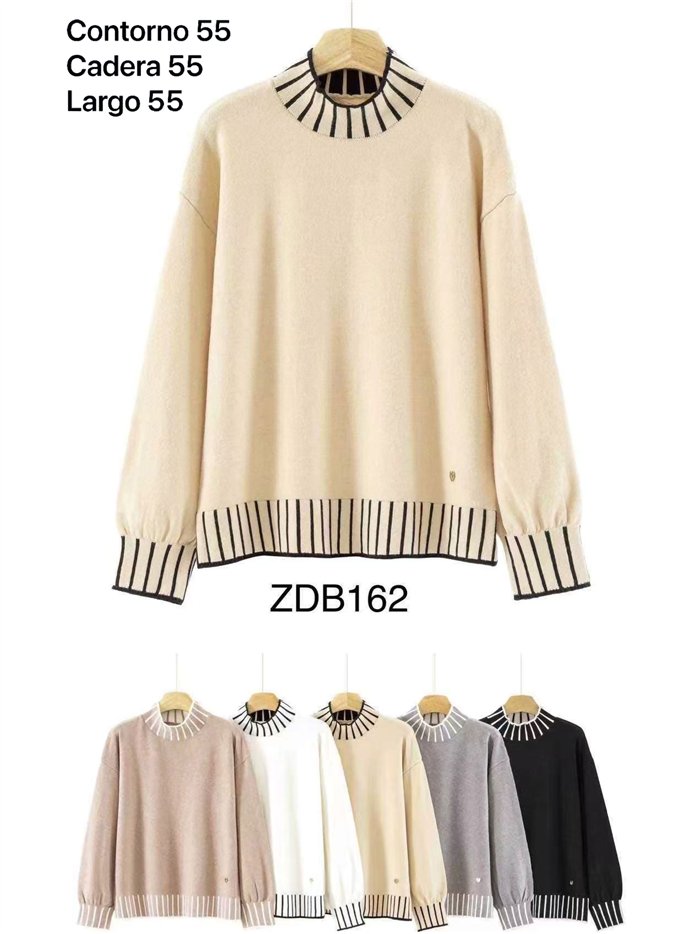 Kontrastfarbener Rollkragenpullover