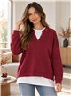 Sudadera efecto camisa con tachuelas