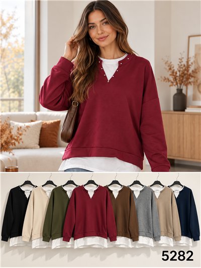 Sudadera efecto camisa con tachuelas 2