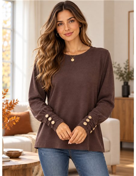 T-shirt con bottoni e polsini