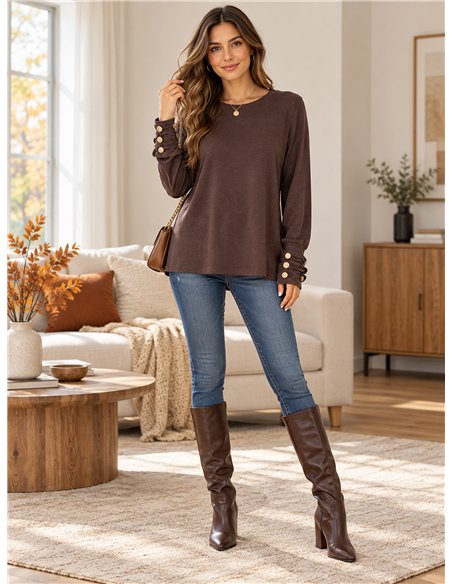 T-shirt con bottoni e polsini