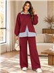 Ensemble sweat-shirt oversize à effet chemise et pantalon à jambes larges
