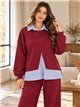 Ensemble sweat-shirt oversize à effet chemise et pantalon à jambes larges