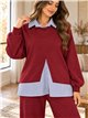 Ensemble sweat-shirt oversize à effet chemise et pantalon à jambes larges