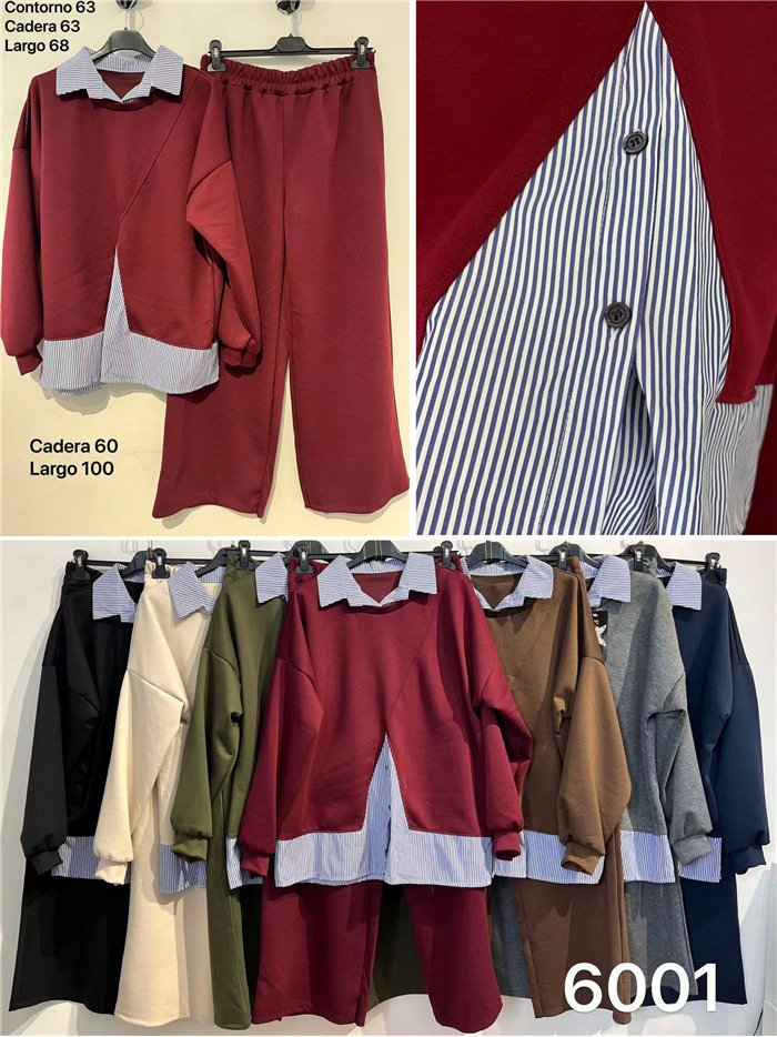 Ensemble sweat-shirt oversize à effet chemise et pantalon à jambes larges