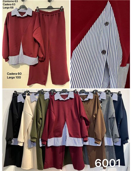Ensemble sweat-shirt oversize à effet chemise et pantalon à jambes larges