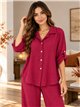 Oversized crinkle texture shirt and wide-leg trousers set
