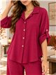 Oversized crinkle texture shirt and wide-leg trousers set