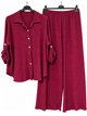 Oversized crinkle texture shirt and wide-leg trousers set