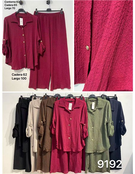 Oversized crinkle texture shirt and wide-leg trousers set