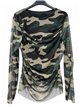 T-shirt in tulle arricciato con stampa mimetica