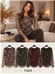 Camiseta de tule franzido com estampa de leopardo