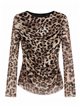 Camiseta de tule franzido com estampa de leopardo