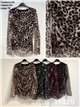 Camiseta de tule franzido com estampa de leopardo