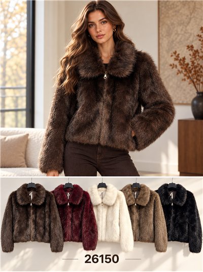 Chaqueta corta de pelo sintético con cremallera 2