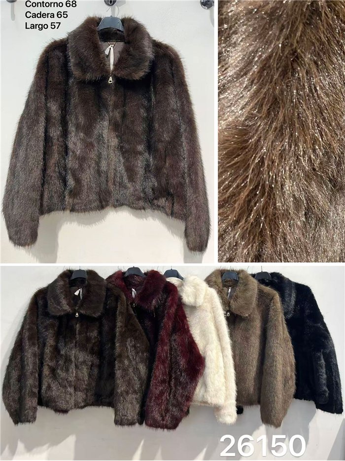 Chaqueta corta de pelo sintético con cremallera