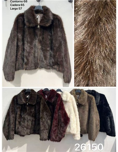 Chaqueta corta de pelo sintético con cremallera