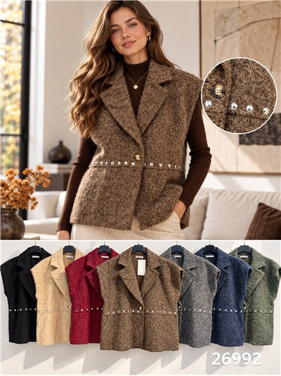 Gilet di lana con borchie 2