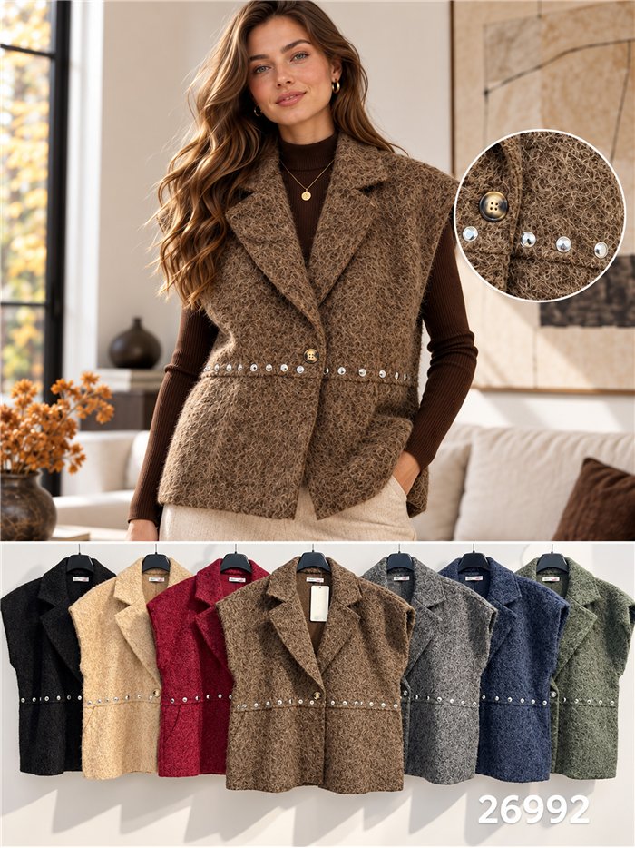 Gilet di lana con borchie
