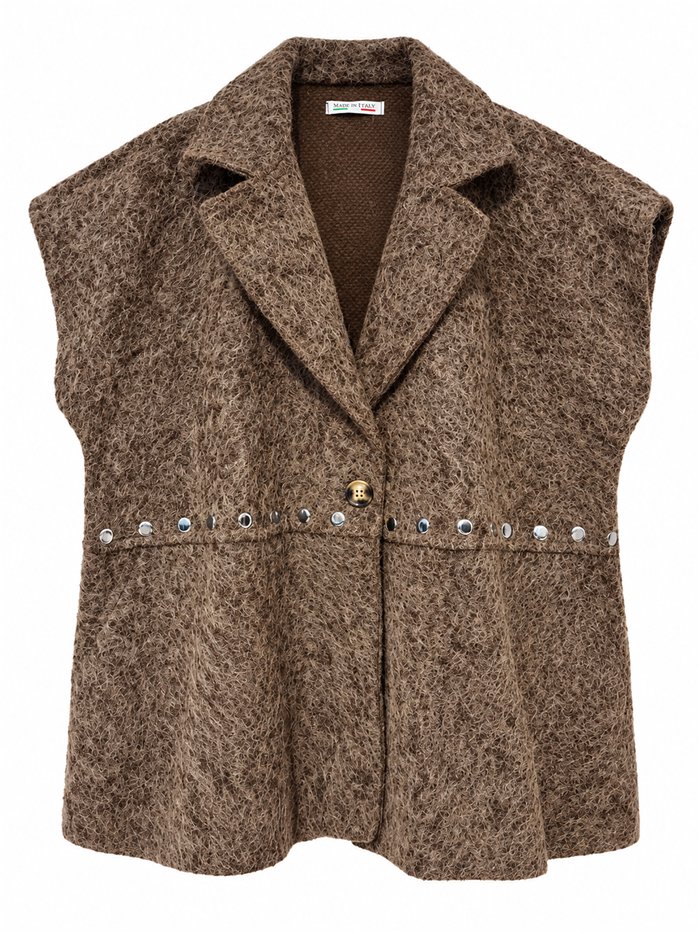 Gilet di lana con borchie