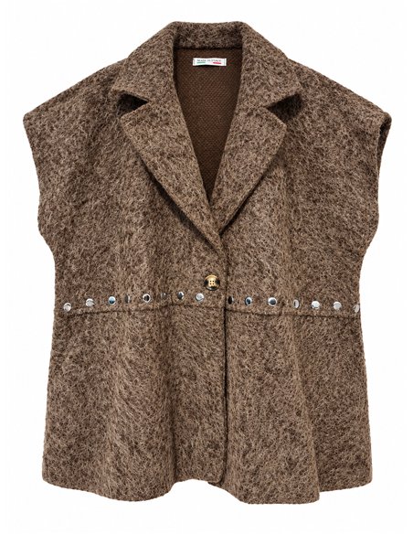 Gilet di lana con borchie
