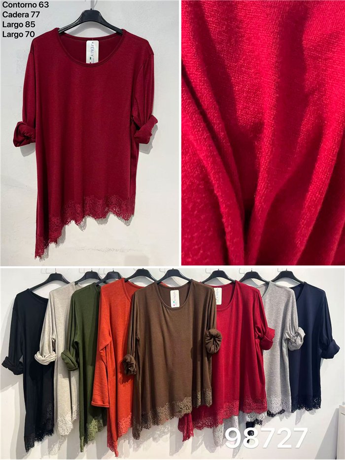 Jersey amplio asimétrico con encaje