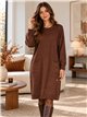 Vestido de punto fino con lentejuelas y bolsillos