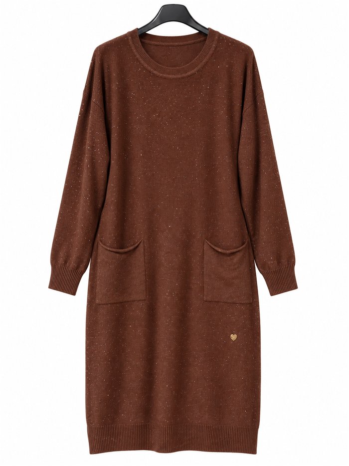 Vestido de punto fino con lentejuelas y bolsillos