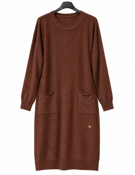 Vestido de punto fino con lentejuelas y bolsillos