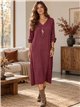 Vestido midi de punto canalé con collar