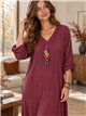 Vestido midi de punto canalé con collar