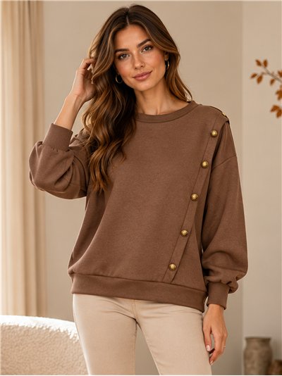 Sudadera amplia botones decorativos