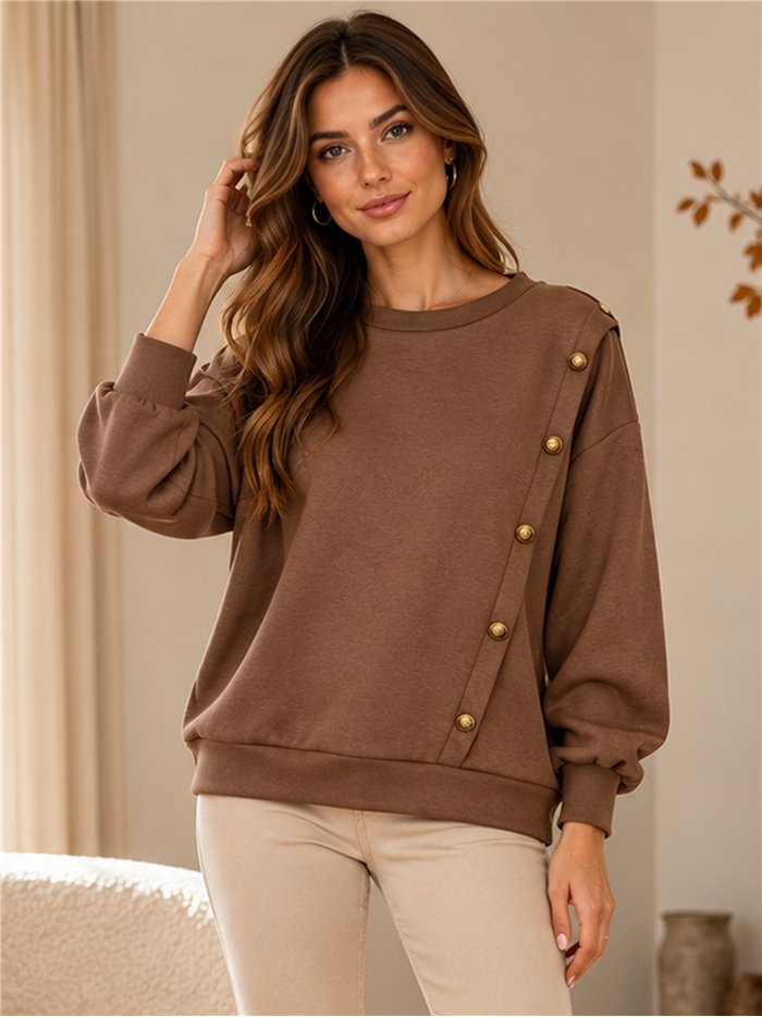 Sudadera amplia botones decorativos