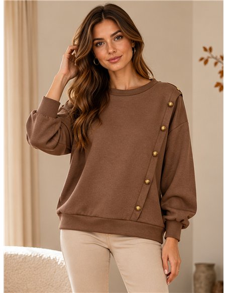 Sudadera amplia botones decorativos