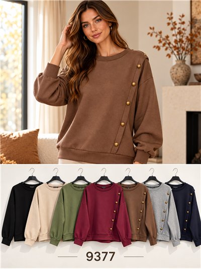 Sudadera amplia botones decorativos 2