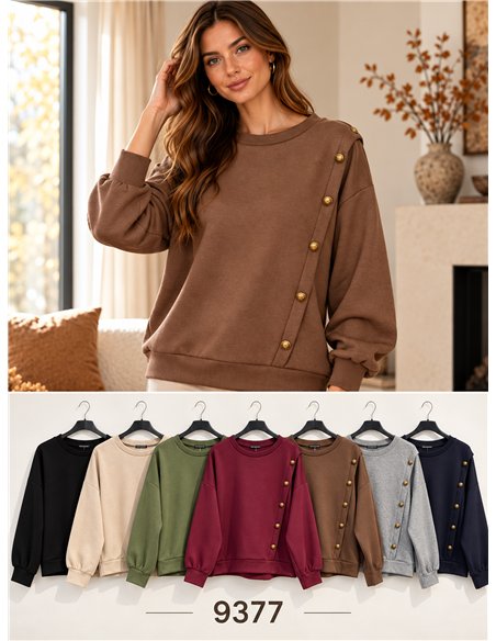 Sudadera amplia botones decorativos