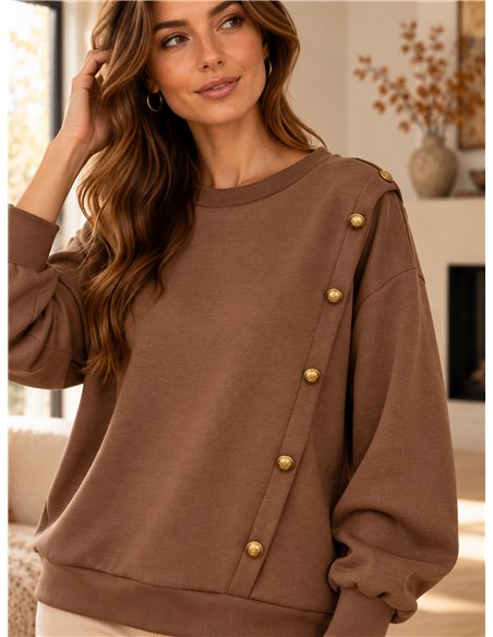 Sudadera amplia botones decorativos