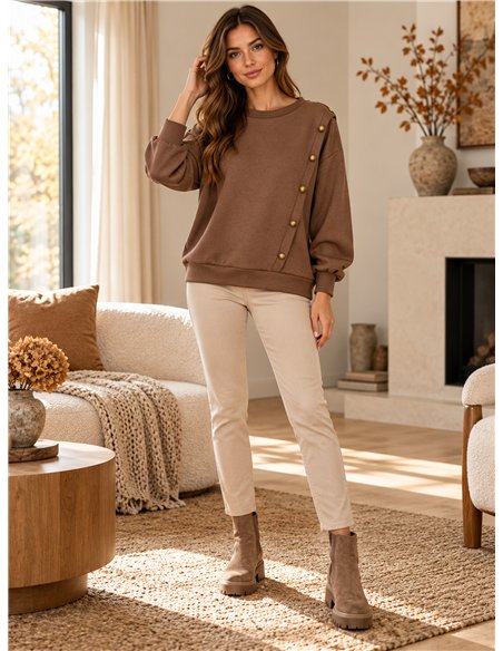 Sudadera amplia botones decorativos