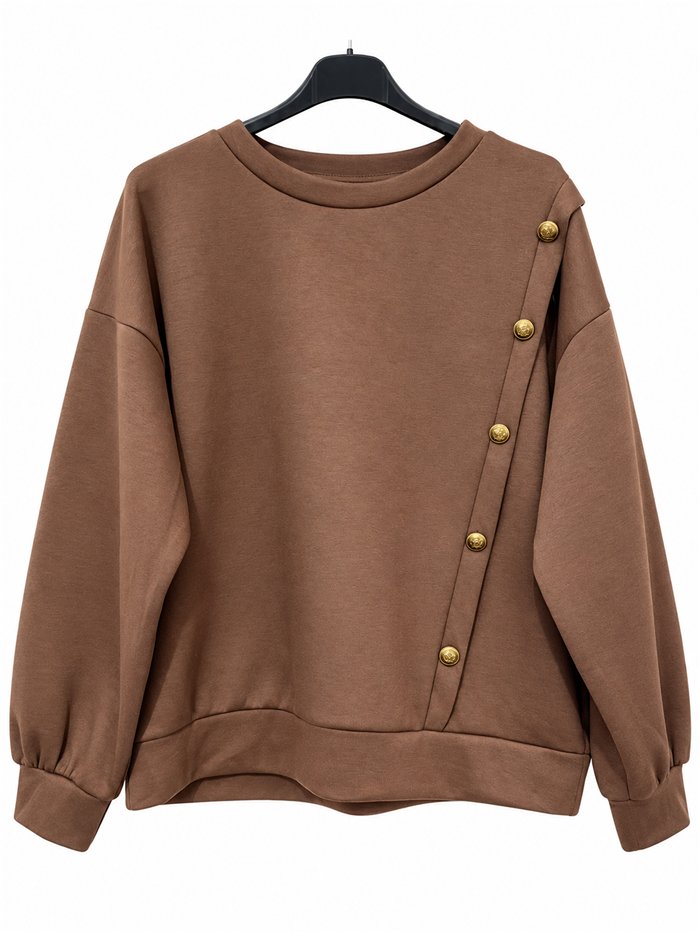 Sudadera amplia botones decorativos