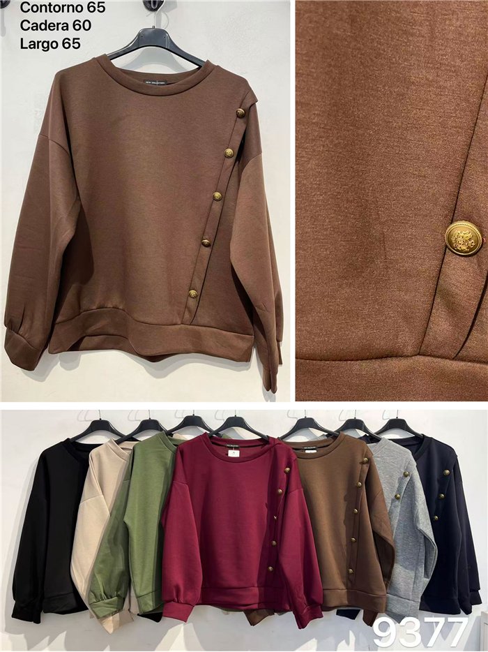 Sudadera amplia botones decorativos
